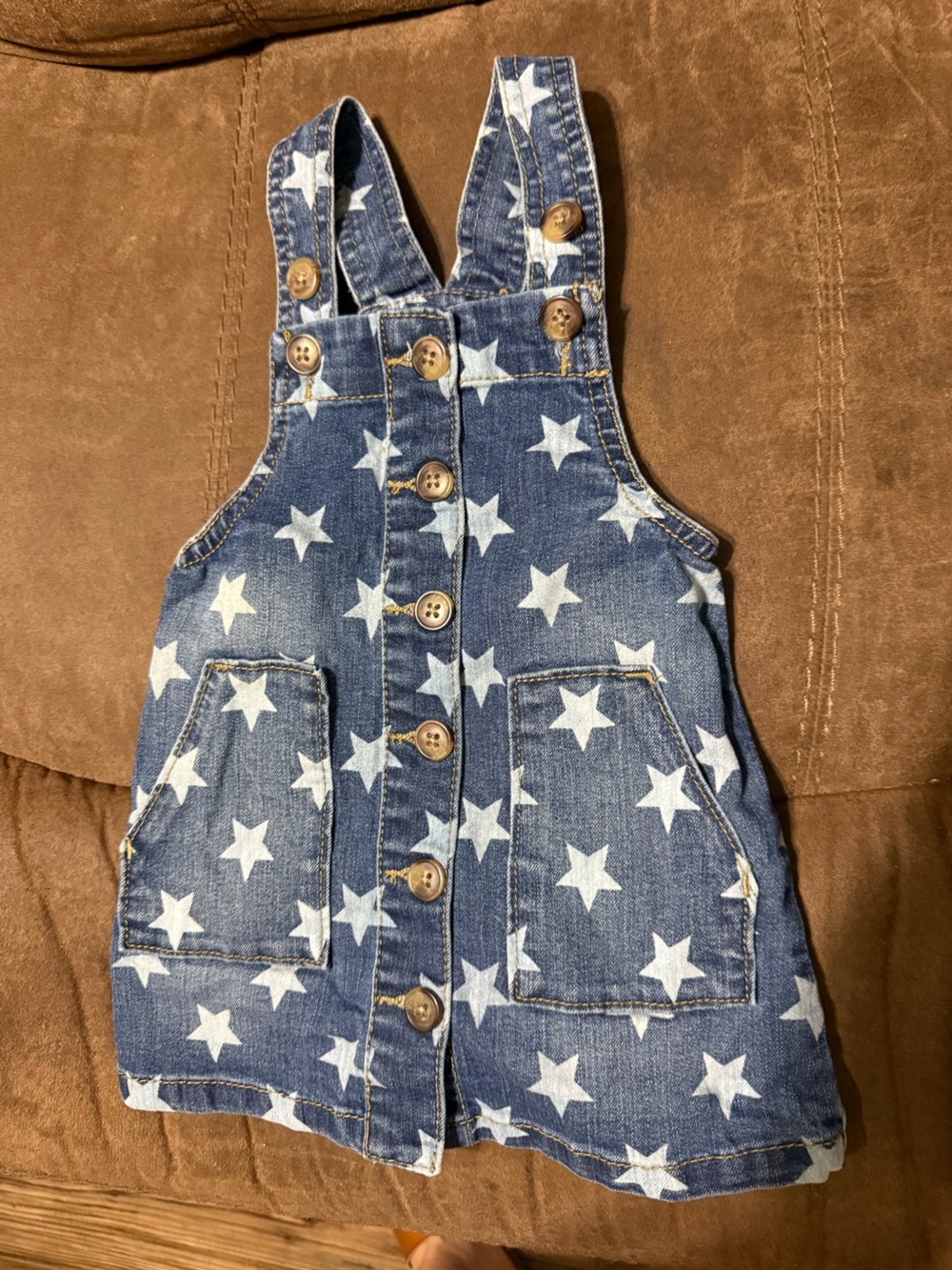 wonder nation Blue Denim Star Print Pinafore Dress